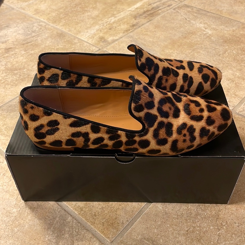 J. Crew Calf Hair Leopard Loafers